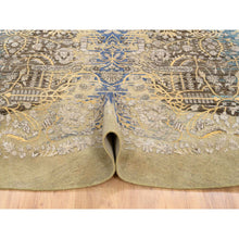 Load image into Gallery viewer, 10&#39;x10&#39; Gold Brown, Hand Knotted Transitional Sarouk Silk With Textured Wool, Round Oriental Rug FWR387966