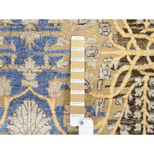 Load image into Gallery viewer, 10&#39;x10&#39; Gold Brown, Hand Knotted Transitional Sarouk Silk With Textured Wool, Round Oriental Rug FWR387966