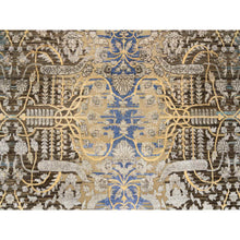 Load image into Gallery viewer, 10&#39;x10&#39; Gold Brown, Hand Knotted Transitional Sarouk Silk With Textured Wool, Round Oriental Rug FWR387966
