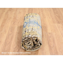 Load image into Gallery viewer, 10&#39;x10&#39; Gold Brown, Hand Knotted Transitional Sarouk Silk With Textured Wool, Round Oriental Rug FWR387966