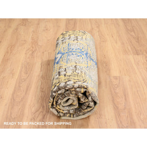 10'x10' Gold Brown, Hand Knotted Transitional Sarouk Silk With Textured Wool, Round Oriental Rug FWR387966
