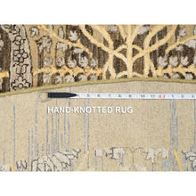 Load image into Gallery viewer, 10&#39;x10&#39; Gold Brown, Hand Knotted Transitional Sarouk Silk With Textured Wool, Round Oriental Rug FWR387966