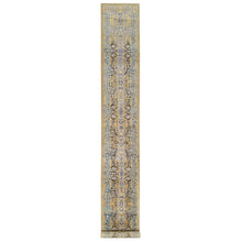 Load image into Gallery viewer, 2&#39;6&quot;x18&#39; Gold Brown, Hand Knotted, Transitional Sarouk, Silk with Textured Wool, XL Runner Oriental Rug FWR388062
