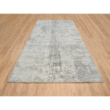 Load image into Gallery viewer, 6&#39;x11&#39;10&quot; Light Gray, Hand Spun Undyed Natural Wool, Hand Knotted, Modern Design, Gallery Size Runner Oriental Rug FWR388128
