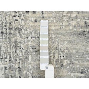 6'x11'10" Light Gray, Hand Spun Undyed Natural Wool, Hand Knotted, Modern Design, Gallery Size Runner Oriental Rug FWR388128