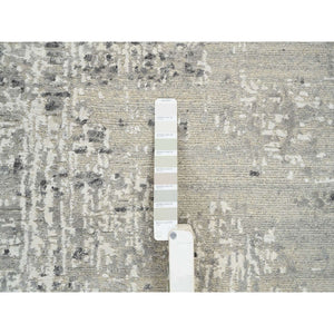 8'1"x16' Light Gray, Modern Design, Hand Spun Undyed Natural Wool, Hand Knotted, Gallery Size Runner Oriental Rug FWR388134