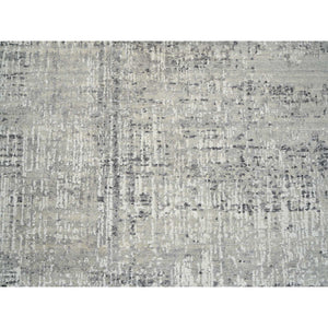 8'1"x16' Light Gray, Modern Design, Hand Spun Undyed Natural Wool, Hand Knotted, Gallery Size Runner Oriental Rug FWR388134