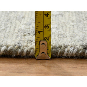 8'1"x16' Light Gray, Modern Design, Hand Spun Undyed Natural Wool, Hand Knotted, Gallery Size Runner Oriental Rug FWR388134