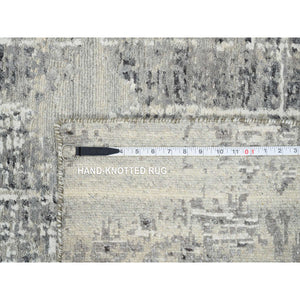 8'1"x16' Light Gray, Modern Design, Hand Spun Undyed Natural Wool, Hand Knotted, Gallery Size Runner Oriental Rug FWR388134