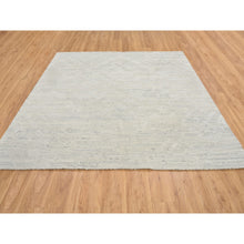 Load image into Gallery viewer, 8&#39;1&quot;x8&#39;1&quot; Light Gray, Modern Design, Hand Spun Undyed Natural Wool, Hand Knotted, Square Oriental Rug FWR388140