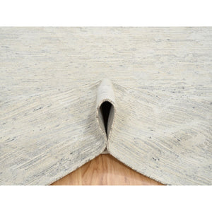 8'1"x8'1" Light Gray, Modern Design, Hand Spun Undyed Natural Wool, Hand Knotted, Square Oriental Rug FWR388140