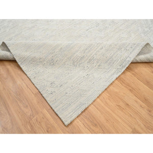 8'1"x8'1" Light Gray, Modern Design, Hand Spun Undyed Natural Wool, Hand Knotted, Square Oriental Rug FWR388140
