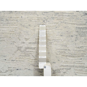 8'1"x8'1" Light Gray, Modern Design, Hand Spun Undyed Natural Wool, Hand Knotted, Square Oriental Rug FWR388140