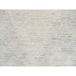 8'1"x8'1" Light Gray, Modern Design, Hand Spun Undyed Natural Wool, Hand Knotted, Square Oriental Rug FWR388140