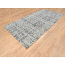 Load image into Gallery viewer, 6&#39;2&quot;x12&#39; Light Gray, Hand Spun Undyed Natural Wool, Hand Knotted, Modern Criss Cross Erased Design, Gallery Size Runner Oriental Rug FWR388146