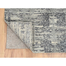 Load image into Gallery viewer, 6&#39;2&quot;x12&#39; Light Gray, Hand Spun Undyed Natural Wool, Hand Knotted, Modern Criss Cross Erased Design, Gallery Size Runner Oriental Rug FWR388146