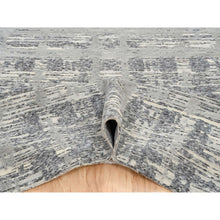 Load image into Gallery viewer, 6&#39;2&quot;x12&#39; Light Gray, Hand Spun Undyed Natural Wool, Hand Knotted, Modern Criss Cross Erased Design, Gallery Size Runner Oriental Rug FWR388146