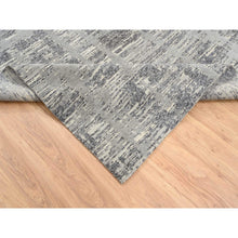 Load image into Gallery viewer, 6&#39;2&quot;x12&#39; Light Gray, Hand Spun Undyed Natural Wool, Hand Knotted, Modern Criss Cross Erased Design, Gallery Size Runner Oriental Rug FWR388146