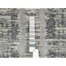 Load image into Gallery viewer, 6&#39;2&quot;x12&#39; Light Gray, Hand Spun Undyed Natural Wool, Hand Knotted, Modern Criss Cross Erased Design, Gallery Size Runner Oriental Rug FWR388146