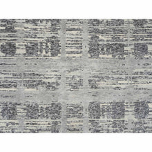Load image into Gallery viewer, 6&#39;2&quot;x12&#39; Light Gray, Hand Spun Undyed Natural Wool, Hand Knotted, Modern Criss Cross Erased Design, Gallery Size Runner Oriental Rug FWR388146