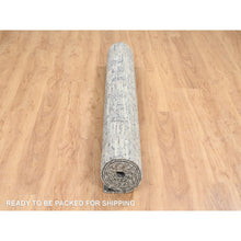 Load image into Gallery viewer, 6&#39;2&quot;x12&#39; Light Gray, Hand Spun Undyed Natural Wool, Hand Knotted, Modern Criss Cross Erased Design, Gallery Size Runner Oriental Rug FWR388146