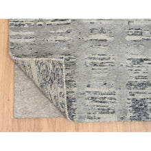 Load image into Gallery viewer, 2&#39;7&quot;x23&#39;8&quot; Light Gray, Hand Spun Undyed Natural Wool, Hand Knotted, Modern Criss Cross Erased Design, Xl Runner Oriental Rug FWR388176