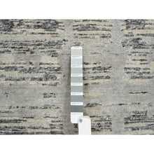 Load image into Gallery viewer, 2&#39;7&quot;x23&#39;8&quot; Light Gray, Hand Spun Undyed Natural Wool, Hand Knotted, Modern Criss Cross Erased Design, Xl Runner Oriental Rug FWR388176