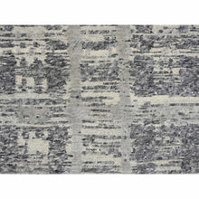 Load image into Gallery viewer, 2&#39;7&quot;x23&#39;8&quot; Light Gray, Hand Spun Undyed Natural Wool, Hand Knotted, Modern Criss Cross Erased Design, Xl Runner Oriental Rug FWR388176
