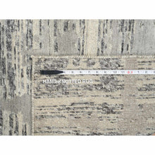 Load image into Gallery viewer, 2&#39;7&quot;x23&#39;8&quot; Light Gray, Hand Spun Undyed Natural Wool, Hand Knotted, Modern Criss Cross Erased Design, Xl Runner Oriental Rug FWR388176