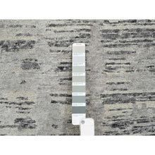 Load image into Gallery viewer, 2&#39;6&quot;x20&#39; Light Gray, Modern Criss Cross Erased Design, Hand Spun Undyed Natural Wool, Hand Knotted, Xl Runner Oriental Rug FWR388182