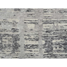 Load image into Gallery viewer, 2&#39;6&quot;x20&#39; Light Gray, Modern Criss Cross Erased Design, Hand Spun Undyed Natural Wool, Hand Knotted, Xl Runner Oriental Rug FWR388182