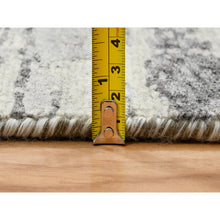 Load image into Gallery viewer, 2&#39;6&quot;x20&#39; Light Gray, Modern Criss Cross Erased Design, Hand Spun Undyed Natural Wool, Hand Knotted, Xl Runner Oriental Rug FWR388182