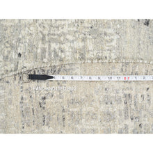 Load image into Gallery viewer, 7&#39;10&quot;x7&#39;10&quot; Light Gray, Hand Spun Undyed Natural Wool, Hand Knotted, Modern Design, Round Oriental Rug FWR388200