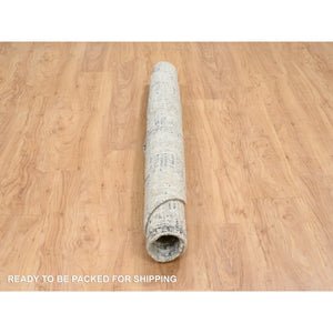 6'x6' Light Gray, Modern Design, Hand Spun Undyed Natural Wool, Hand Knotted, Round Oriental Rug FWR388206