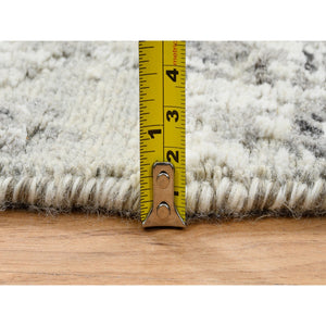 6'x6' Light Gray, Modern Design, Hand Spun Undyed Natural Wool, Hand Knotted, Round Oriental Rug FWR388206