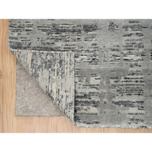 Load image into Gallery viewer, 9&#39;2&quot;x11&#39;10&quot; Light Gray, Modern Criss Cross Erased Design, Hand Spun Undyed Natural Wool, Hand Knotted, Oriental Rug FWR388224