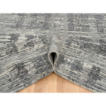 Load image into Gallery viewer, 9&#39;2&quot;x11&#39;10&quot; Light Gray, Modern Criss Cross Erased Design, Hand Spun Undyed Natural Wool, Hand Knotted, Oriental Rug FWR388224