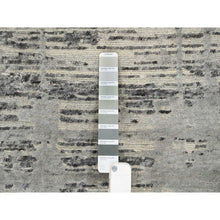 Load image into Gallery viewer, 9&#39;2&quot;x11&#39;10&quot; Light Gray, Modern Criss Cross Erased Design, Hand Spun Undyed Natural Wool, Hand Knotted, Oriental Rug FWR388224