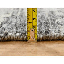 Load image into Gallery viewer, 9&#39;2&quot;x11&#39;10&quot; Light Gray, Modern Criss Cross Erased Design, Hand Spun Undyed Natural Wool, Hand Knotted, Oriental Rug FWR388224