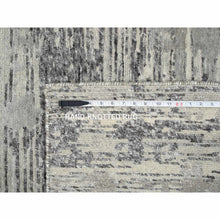 Load image into Gallery viewer, 9&#39;2&quot;x11&#39;10&quot; Light Gray, Modern Criss Cross Erased Design, Hand Spun Undyed Natural Wool, Hand Knotted, Oriental Rug FWR388224