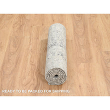 Load image into Gallery viewer, 2&#39;7&quot;x6&#39; Light Gray, Hand Spun Undyed Natural Wool, Hand Knotted, Modern Design, Runner Oriental Rug FWR388230