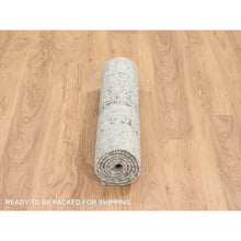 Load image into Gallery viewer, 2&#39;6&quot;x6&#39; Light Gray, Modern Design, Hand Spun Undyed Natural Wool, Hand Knotted, Runner Oriental Rug FWR388242