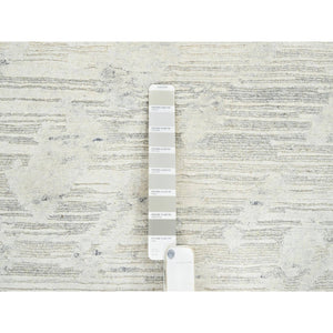 14'1"x18' Light Gray, Hand Knotted, Modern Design, Hand Spun Undyed Natural Wool, Oversized Oriental Rug FWR388254