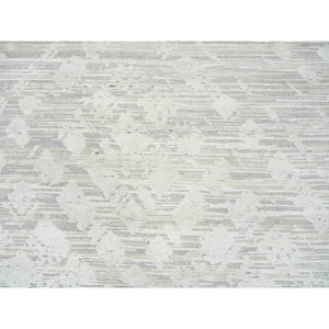 14'1"x18' Light Gray, Hand Knotted, Modern Design, Hand Spun Undyed Natural Wool, Oversized Oriental Rug FWR388254