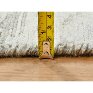 14'1"x18' Light Gray, Hand Knotted, Modern Design, Hand Spun Undyed Natural Wool, Oversized Oriental Rug FWR388254
