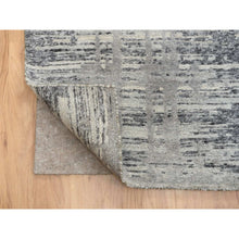 Load image into Gallery viewer, 14&#39;x14&#39; Light Gray, Modern Criss Cross Erased Design, Hand Spun Undyed Natural Wool, Hand Knotted, Square Oriental Rug FWR388260
