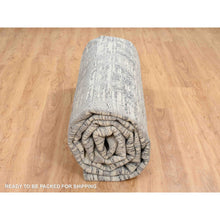 Load image into Gallery viewer, 14&#39;x14&#39; Light Gray, Modern Criss Cross Erased Design, Hand Spun Undyed Natural Wool, Hand Knotted, Square Oriental Rug FWR388260