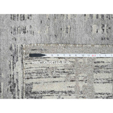 Load image into Gallery viewer, 14&#39;x14&#39; Light Gray, Modern Criss Cross Erased Design, Hand Spun Undyed Natural Wool, Hand Knotted, Square Oriental Rug FWR388260