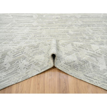 Load image into Gallery viewer, 14&#39;x19&#39;9&quot; Light Gray, Hand Spun Undyed Natural Wool, Hand Knotted, Modern Design, Oversized Oriental Rug FWR388272