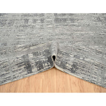 Load image into Gallery viewer, 12&#39;x18&#39;3&quot; Light Gray, Hand Knotted, Modern Criss Cross Erased Design, Hand Spun Undyed Natural Wool, Oversized Oriental Rug FWR388284